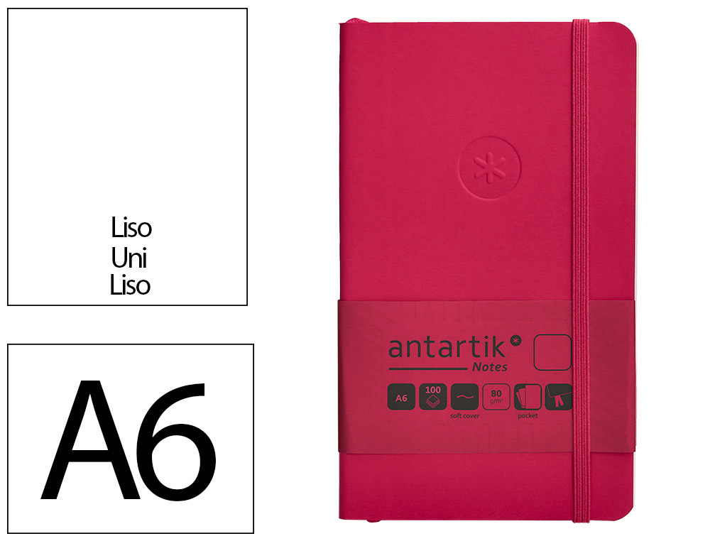 CADERNO COM ELASTICO ANTARTIK CAPA MOLE A6 FOLHAS LISAS BORDEAUX 100 FOLHAS 80 GR FSC