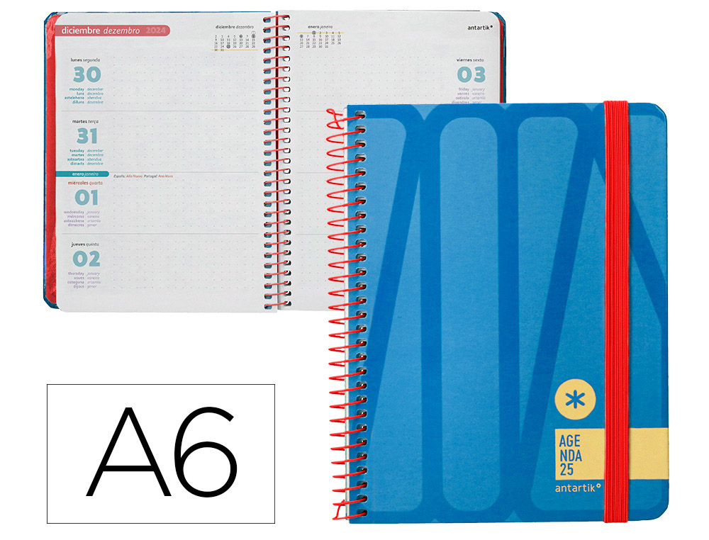 AGENDA ESPIRAL ANTARTIK BOLD A6 2025 SEMANA VISTA 2 DISEÑOS PAPEL 60 G