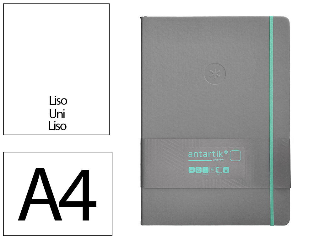 CUADERNO CON GOMILLA ANTARTIK NOTES TAPA DURA A4 HOJAS LISAS GRIS Y TURQUESA 100 HOJAS 80 GR FSC CUADERNO CON GOMILLA ANTARTIK NOTES TAPA DURA A4 HOJAS LISAS GRIS Y TURQUESA 100 HOJAS 80 GR FSC